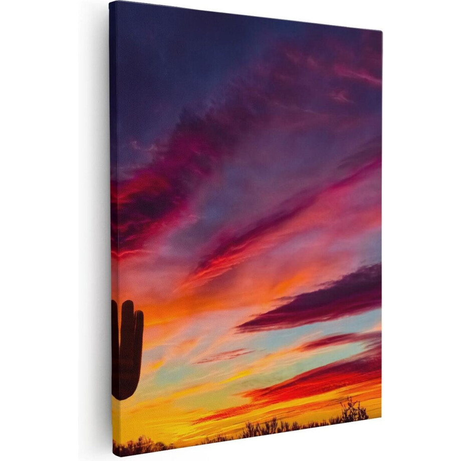 Artaza - Canvas Schilderij - Cactus bij Oranje Zonsondergang - 80x100 - Groot - Foto Op Canvas - Canvas Print Artaza - Canvas Schilderij - Cactus bij Oranje Zonsondergang - 80x100 - Groot - Foto Op Canvas - Canvas Print afbeelding 1
