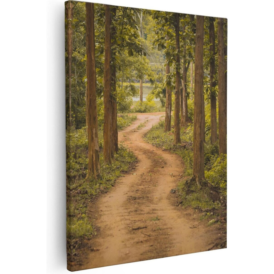 Artaza Canvas Schilderij Bos - 80x100 cm - Groot - Wanddecoratie Landschap - Muurdecoratie Bospad - Schilderijen Op Canvas Natuur afbeelding 1