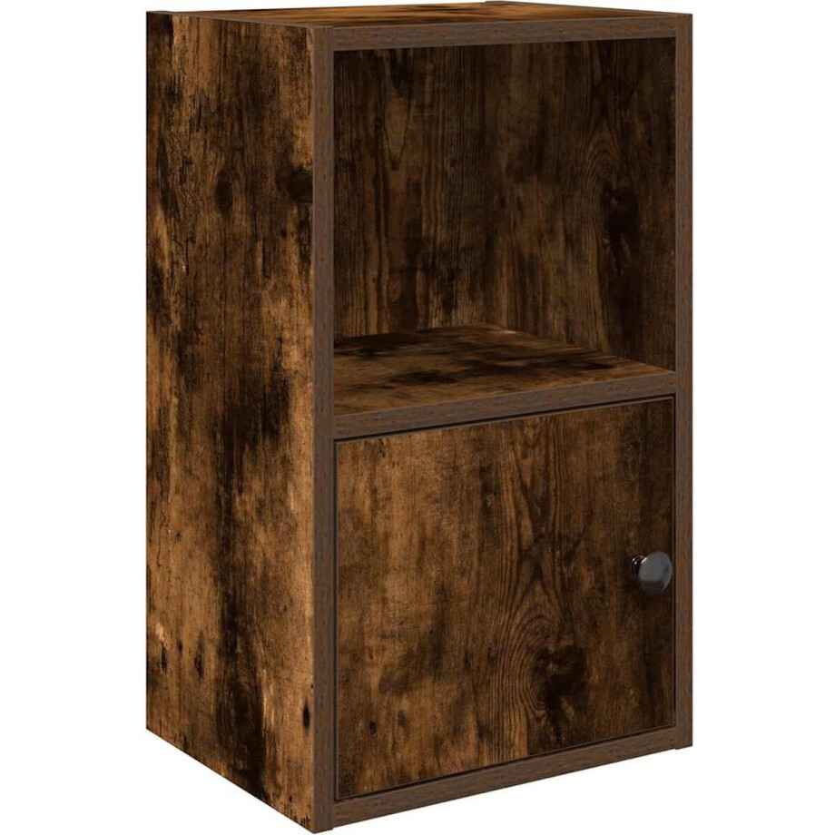 vidaXL - Boekenkast - 31x24x52 - cm - bewerkt - hout - gerookt - eikenkleurig afbeelding 1