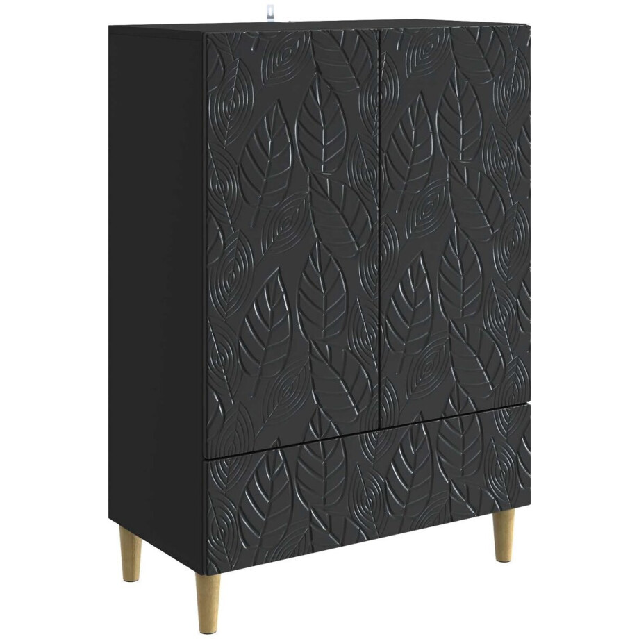 vidaXL - Dressoir - Zwart - 66 - x - 34,5 - x - 95 - cm - Bewerkt - hout vidaXL - Dressoir - Zwart - 66 - x - 34,5 - x - 95 - cm - Bewerkt - hout afbeelding 1