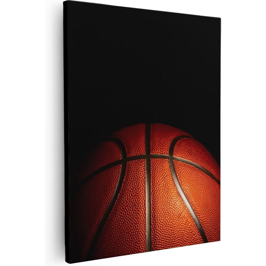 Artaza - Canvas Schilderij - Basketbal op een Zwarte Achtergrond - 80x100 - Groot - Foto Op Canvas - Canvas Print afbeelding 1