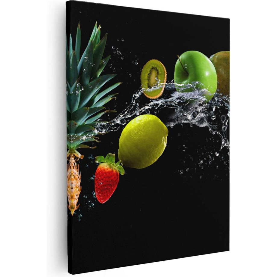 Artaza - Canvas Schilderij - Fruit Met Water Op Zwart Achtergrond - 80x100 - Groot - Foto Op Canvas - Canvas Print Artaza - Canvas Schilderij - Fruit Met Water Op Zwart Achtergrond - 80x100 - Groot - Foto Op Canvas - Canvas Print afbeelding 1