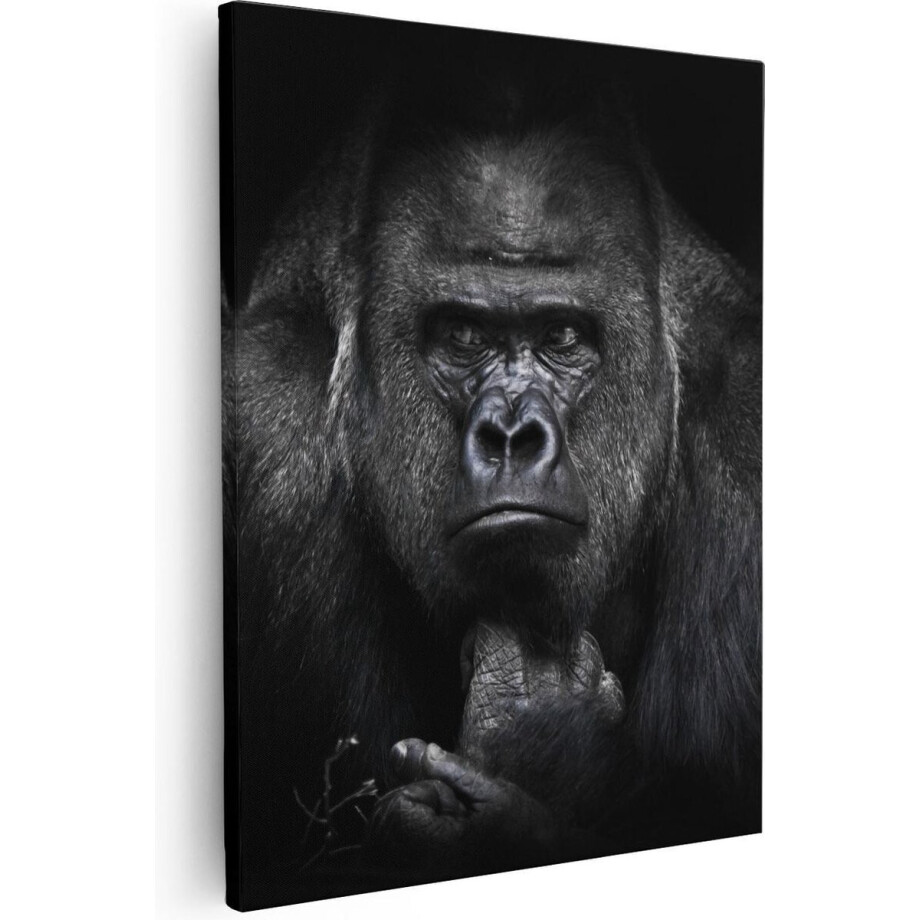 Artaza - Canvas Schilderij - Gorilla - Zwart Wit - 40x50 - Foto Op Canvas - Canvas Print Artaza - Canvas Schilderij - Gorilla - Zwart Wit - 40x50 - Foto Op Canvas - Canvas Print afbeelding 1