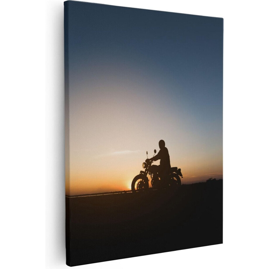 Artaza - Canvas Schilderij - Silhouet Van Een Motor Bij Zonsondergang - 40x50 - Foto Op Canvas - Canvas Print Artaza - Canvas Schilderij - Silhouet Van Een Motor Bij Zonsondergang - 40x50 - Foto Op Canvas - Canvas Print afbeelding 1
