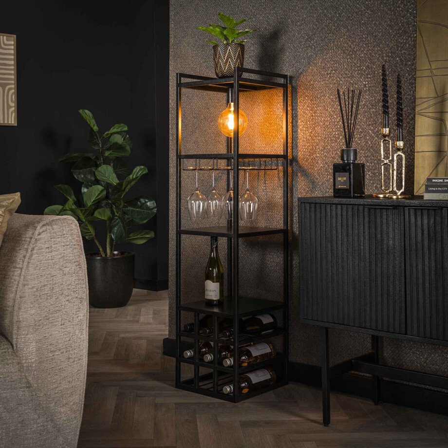LifestyleFurn Wijnrek 'Kaneisha' Met lamp, 132 x 33cm afbeelding 1