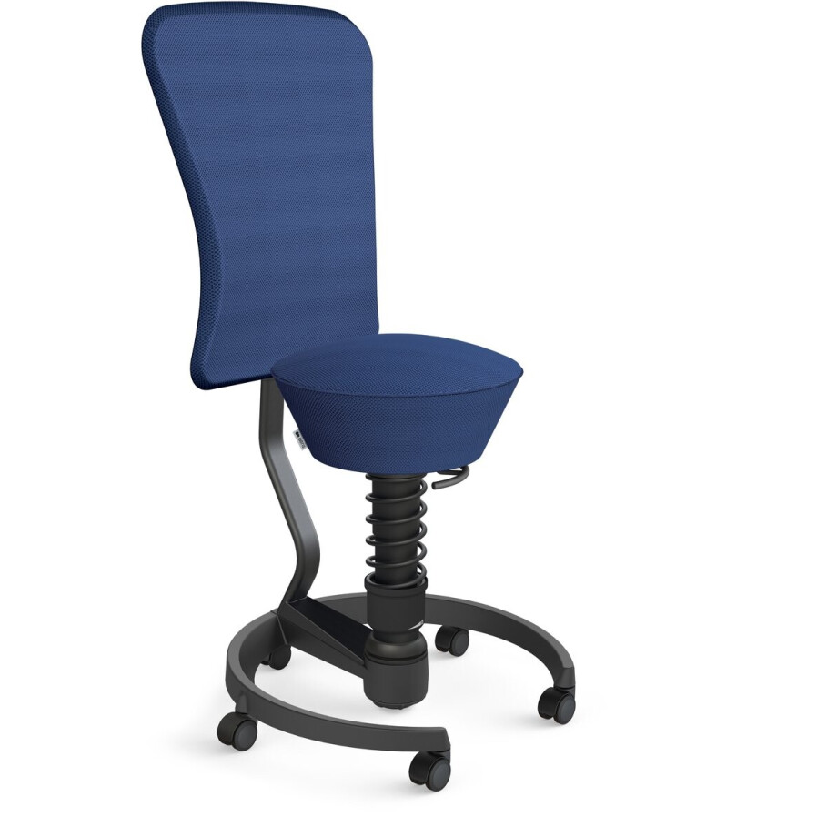 Aeris Swopper with backrest footring with castors (hard floor), black spring strut type: standard, black, spring black seat cover: mesh fabric Runner (Gabriel), blue backrest pole: black, backrest cover: mesh fabric Runner (Gabriel), blue Aeris Swopper with backrest footring with castors (hard floor), black spring strut type: standard, black, spring black seat cover: mesh fabric Runner (Gabriel), blue backrest pole: black, backrest cover: mesh fabric Runner (Gabriel), blue afbeelding 1