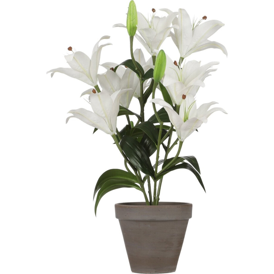 Mica Decorations Tigerlily/tijgerlelie kunstplant - wit - 47 cm - Kunstplanten/nepplanten afbeelding 1