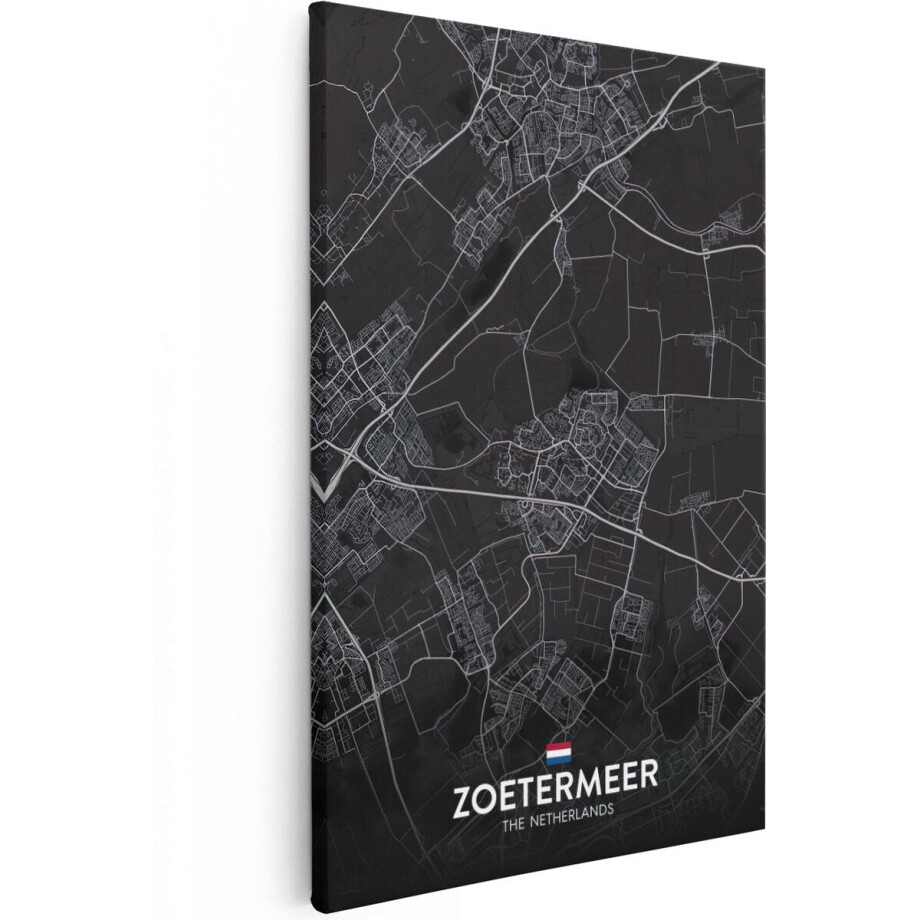 Artaza Canvas Schilderij Stadskaart Zoetermeer in het Zwart - 80x120 - Groot - Muurdecoratie - Canvas Print Artaza Canvas Schilderij Stadskaart Zoetermeer in het Zwart - 80x120 - Groot - Muurdecoratie - Canvas Print afbeelding 1