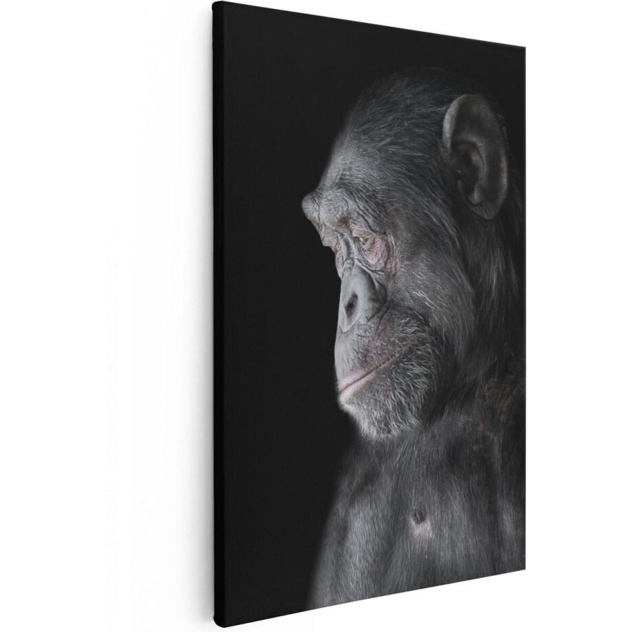 Artaza Canvas Schilderij Chimpansee Aap Op Zwart Achtergrond - 40x60 - Foto Op Canvas - Canvas Print Artaza Canvas Schilderij Chimpansee Aap Op Zwart Achtergrond - 40x60 - Foto Op Canvas - Canvas Print afbeelding 1