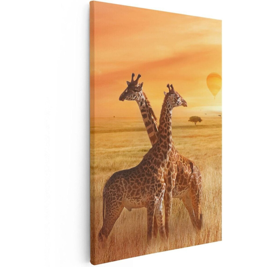 Artaza Canvas Schilderij Twee Giraffen Met Twee Oranje Luchtballonnen - 20x30 - Klein - Foto Op Canvas - Canvas Print Artaza Canvas Schilderij Twee Giraffen Met Twee Oranje Luchtballonnen - 20x30 - Klein - Foto Op Canvas - Canvas Print afbeelding 1
