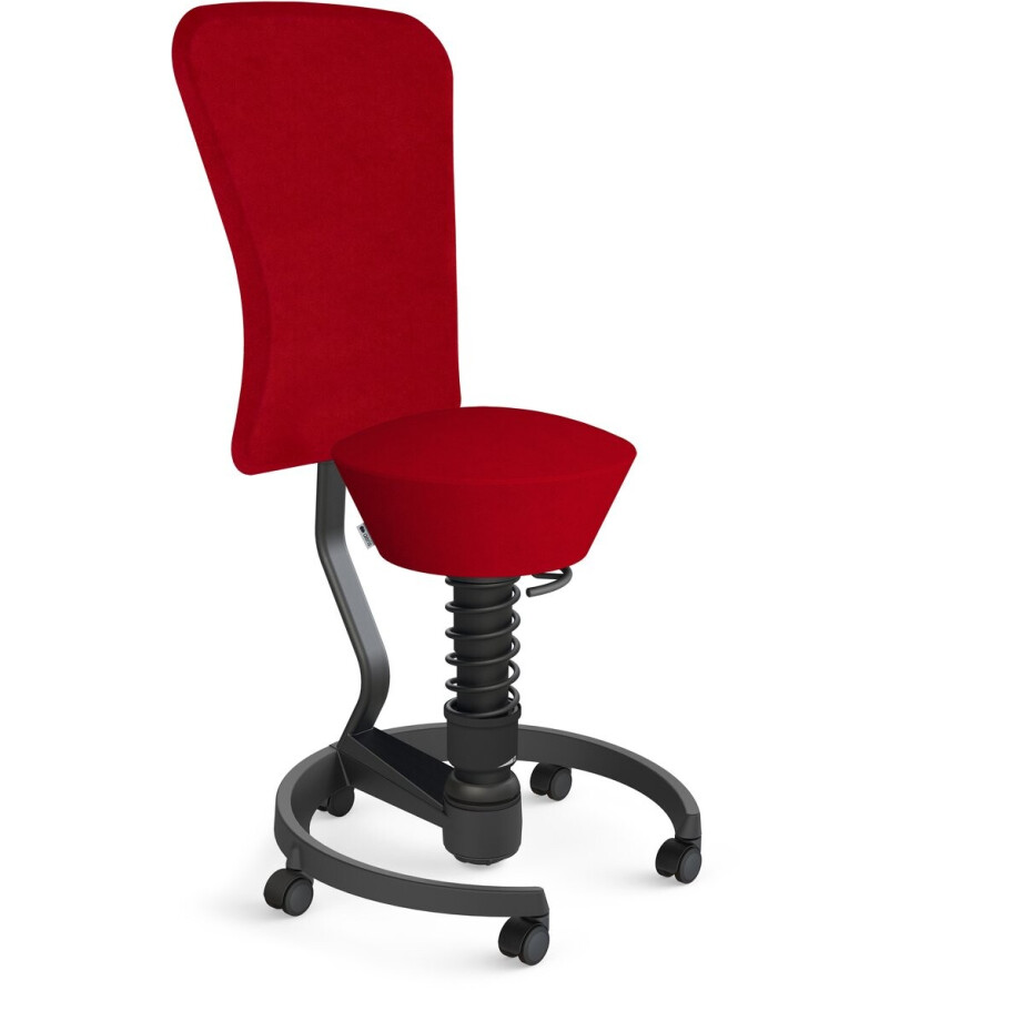 Aeris Swopper with backrest footring with castors (hard floor), black spring strut type: standard, black, spring black seat cover: microfibre Comfort (Gabriel), red backrest pole: black, backrest cover: microfibre Comfort (Gabriel), red Aeris Swopper with backrest footring with castors (hard floor), black spring strut type: standard, black, spring black seat cover: microfibre Comfort (Gabriel), red backrest pole: black, backrest cover: microfibre Comfort (Gabriel), red afbeelding 1