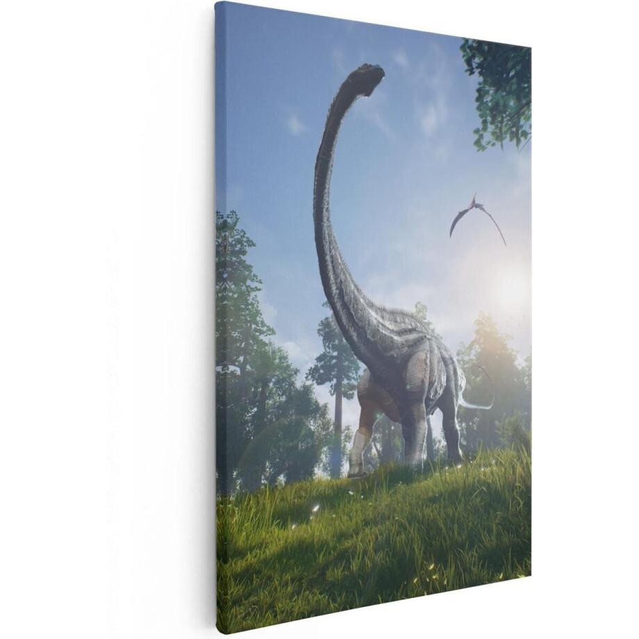 Artaza Canvas Schilderij Diplodocus Dinosauriër in het Bos - 60x90 - Foto Op Canvas - Canvas Print afbeelding 1