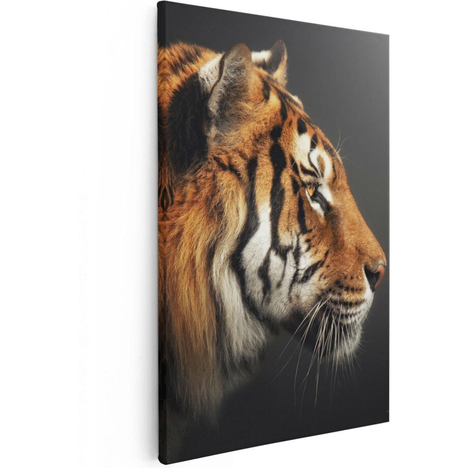 Artaza Canvas Schilderij Zijaanzicht Van Een Tijger - Tijgerkop - 40x60 - Foto Op Canvas - Canvas Print afbeelding 1