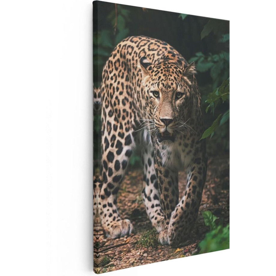 Artaza Canvas Schilderij Luipaard In Het Bos - 80x120 - Groot - Foto Op Canvas - Canvas Print afbeelding 1