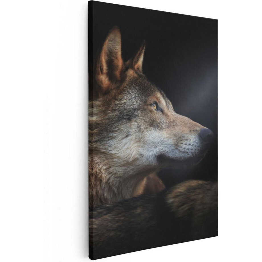 Artaza Canvas Schilderij Wolvenkop Met Een Zonnestraal - Wolf - 40x60 - Poster Foto op Canvas - Canvas Print afbeelding 1