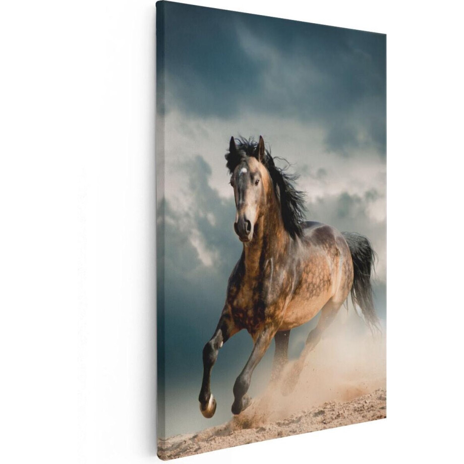 Artaza Canvas Schilderij Galopperend Paard - 20x30 cm - Klein - Wanddecoratie Woonkamer - Muurdecoratie Dieren - Kamer Accessoires afbeelding 1