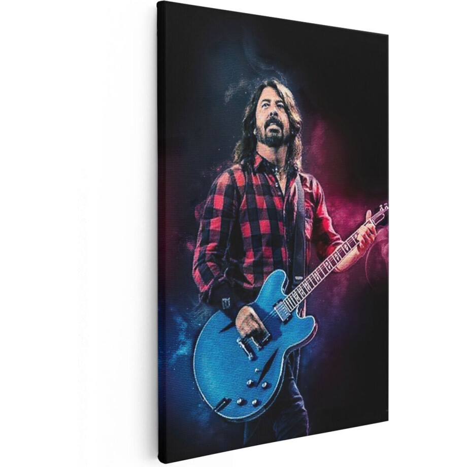 Artaza Canvas Schilderij David Grohl met zijn Gitaar - 80x120 - Groot - Muurdecoratie - Canvas Print afbeelding 1