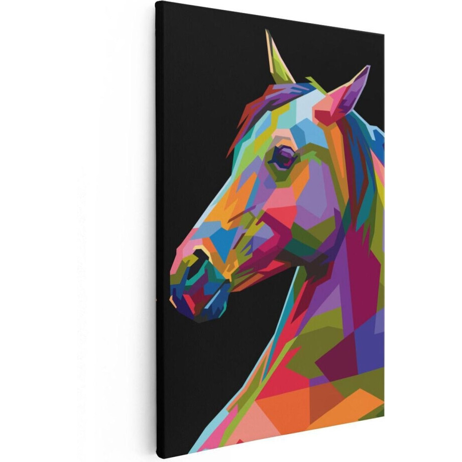 Artaza Canvas Schilderij Paard - 80x120 cm - Groot - Wanddecoratie Abstract - Muurdecoratie Woonkamer - Kamer Accessoires Kleurrijk afbeelding 1