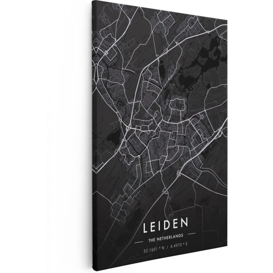 Artaza Canvas Schilderij Stadskaart Leiden in het Zwart - 60x90 - Foto Op Canvas - Wanddecoratie Artaza Canvas Schilderij Stadskaart Leiden in het Zwart - 60x90 - Foto Op Canvas - Wanddecoratie afbeelding 1