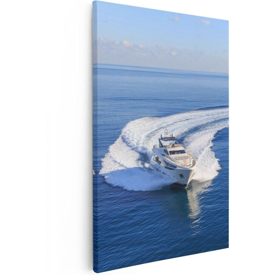 Artaza Canvas Schilderij Jachtboot op het Water in een Bocht - 20x30 - Klein - Foto Op Canvas - Canvas Print afbeelding 1