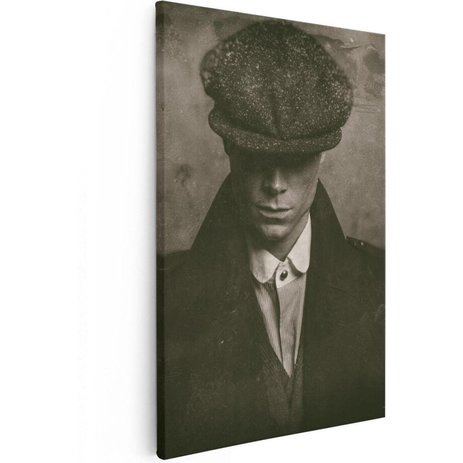 Artaza Canvas Schilderij Engelse Gangster Uit Jaren 1920 - Zwart Wit - 40x60 - Poster Foto op Canvas - Canvas Print afbeelding 1