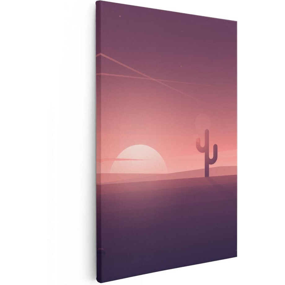 Artaza Canvas Schilderij Cactus Zonsondergang - 20x30 cm - Klein - Muurdecoratie Woonkamer - Wanddecoratie Zon - Schilderijen Op Canvas Artaza Canvas Schilderij Cactus Zonsondergang - 20x30 cm - Klein - Muurdecoratie Woonkamer - Wanddecoratie Zon - Schilderijen Op Canvas afbeelding 1