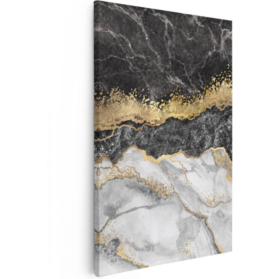 Artaza Canvas Schilderij Abstract - 40x60 cm - Wanddecoratie Marmer - Muurdecoratie Zwart Wit - Schilderijen Op Canvas Goud Artaza Canvas Schilderij Abstract - 40x60 cm - Wanddecoratie Marmer - Muurdecoratie Zwart Wit - Schilderijen Op Canvas Goud afbeelding 1