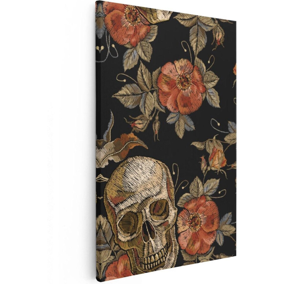 Artaza Canvas Schilderij Skull Decoratie - 80x120 cm - Groot - Wanddecoratie Rozen - Muurdecoratie Bloemen - Schilderijen Op Canvas Artaza Canvas Schilderij Skull Decoratie - 80x120 cm - Groot - Wanddecoratie Rozen - Muurdecoratie Bloemen - Schilderijen Op Canvas afbeelding 1