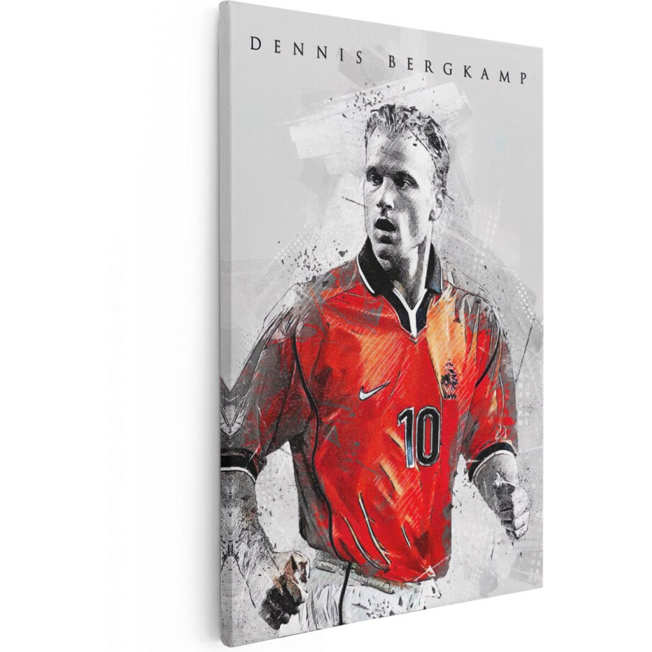 Artaza Canvas Schilderij Dennis Bergkamp - 60x90 cm - Wanddecoratie Voetbal - Muurdecoratie Nederlands Elftal - Schilderijen Op Canvas afbeelding 1