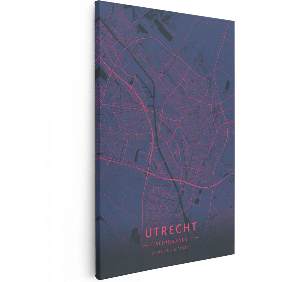 Artaza Canvas Schilderij Plattegrond Utrecht - 20x30 cm - Klein - Muurdecoratie Landkaart - Wanddecoratie Stad - Kamer Accessoires afbeelding 1