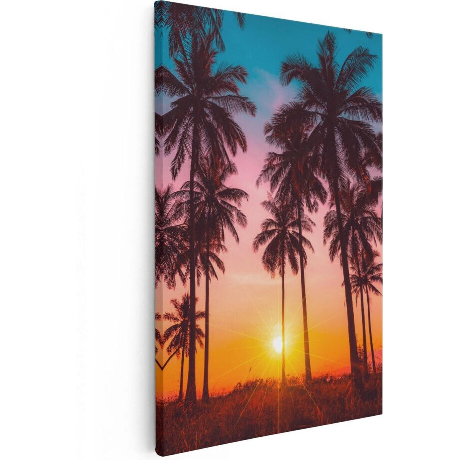 Artaza Canvas Schilderij Palmbomen op het Strand bij Zonsondergang - 60x90 - Foto Op Canvas - Canvas Print Artaza Canvas Schilderij Palmbomen op het Strand bij Zonsondergang - 60x90 - Foto Op Canvas - Canvas Print afbeelding 1