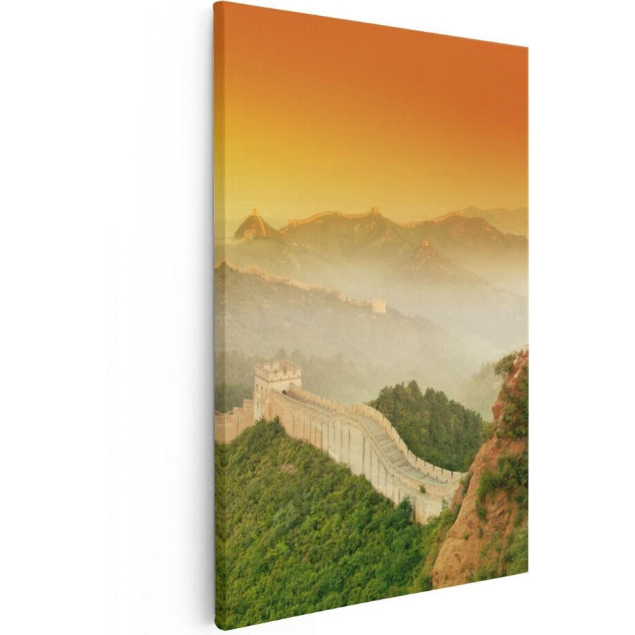 Artaza Canvas Schilderij Chinese Muur bij Zonsopgang - 80x120 - Groot - Foto Op Canvas - Canvas Print afbeelding 1