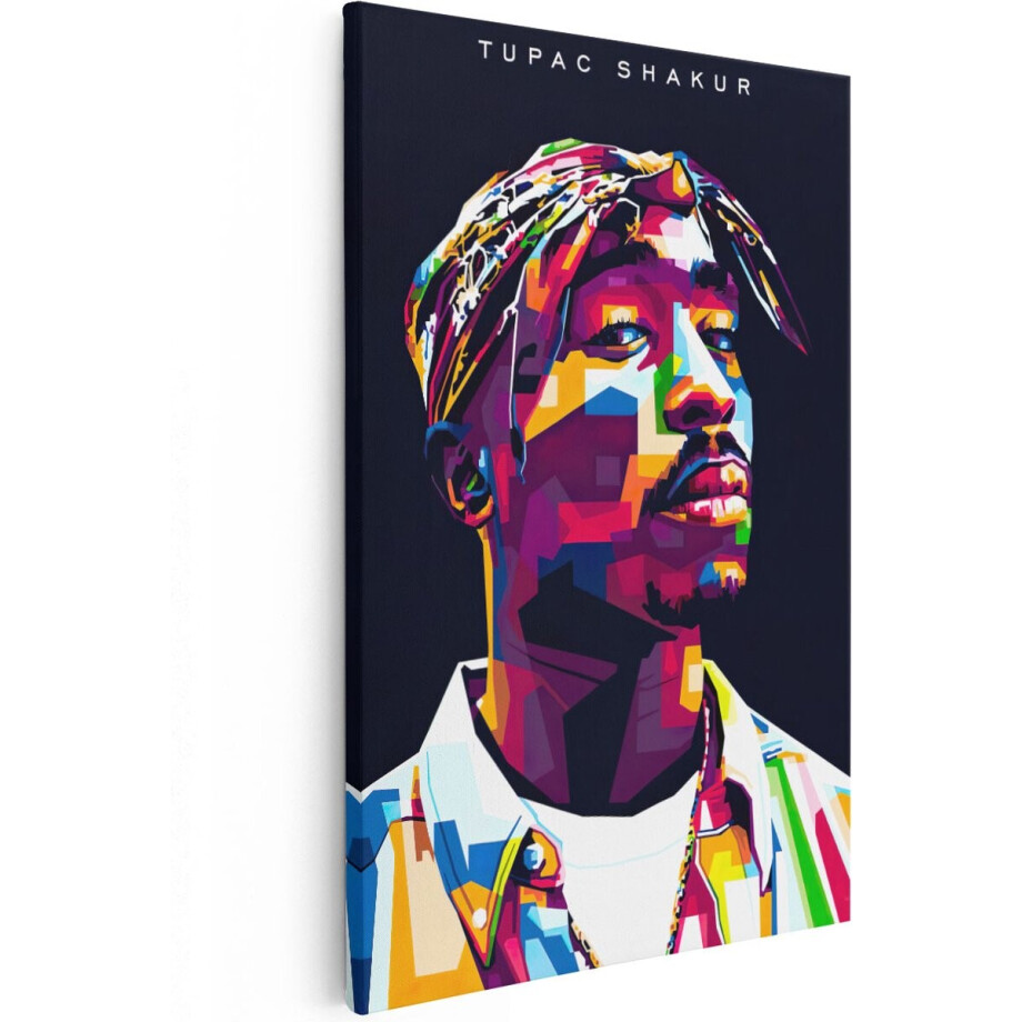 Artaza Canvas Schilderij Tupac Shakur - 2Pac - 80x120 - Groot - Wanddecoratie Slaapkamer - Muurdecoratie - Schilderijen afbeelding 1