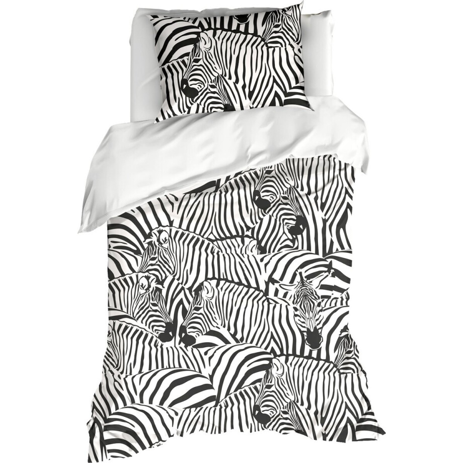 De Witte Lietaer Dekbedovertrek Zebra Eggshell - Eenpersoons - 140 x 200/220 cm - Katoen Satijn afbeelding 1