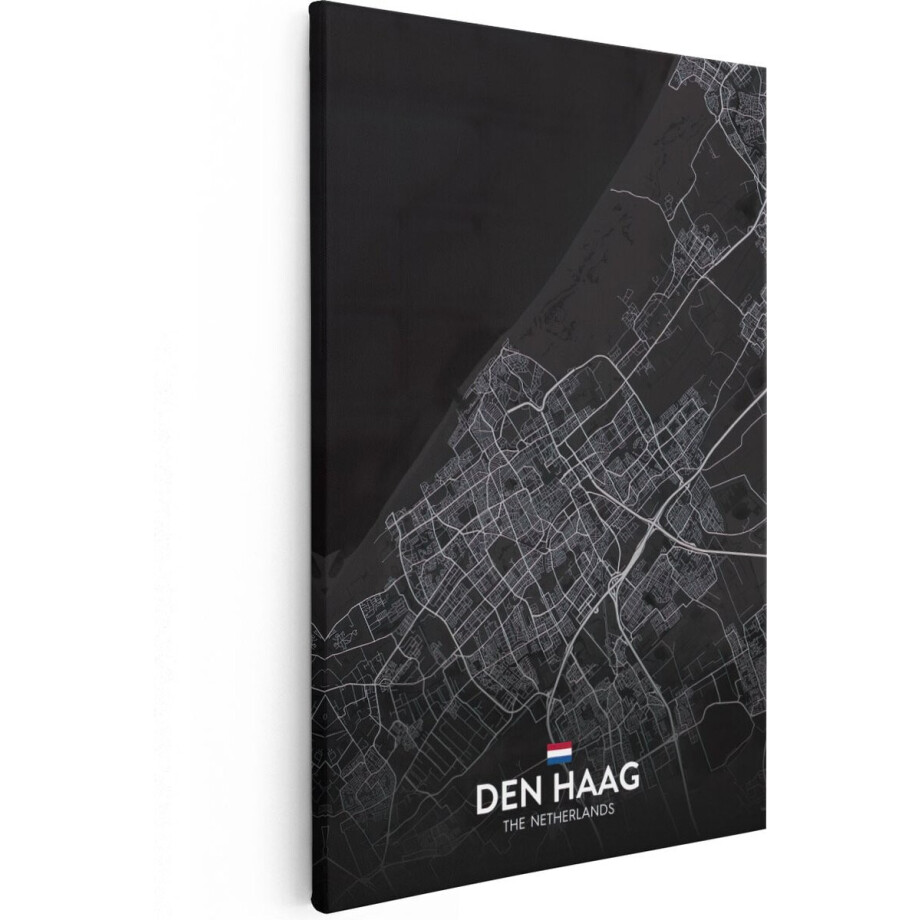 Artaza Canvas Schilderij Stadskaart Den Haag in het Zwart - 40x60 cm - Wanddecoratie Slaapkamer - Poster Schilderijen - Muurdecoratie Artaza Canvas Schilderij Stadskaart Den Haag in het Zwart - 40x60 cm - Wanddecoratie Slaapkamer - Poster Schilderijen - Muurdecoratie afbeelding 1