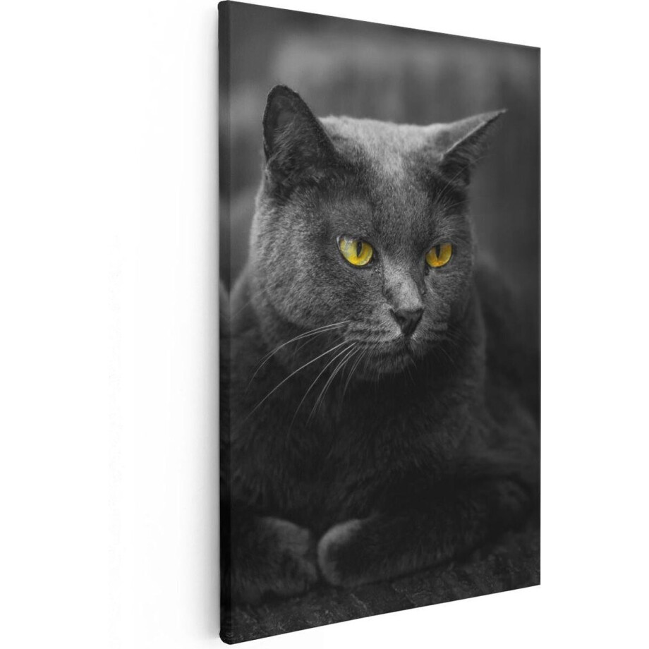 Artaza Canvas Schilderij Kat - 40x60 cm - Wanddecoratie Dieren - Muurdecoratie Kat - Schilderijen Op Canvas afbeelding 1
