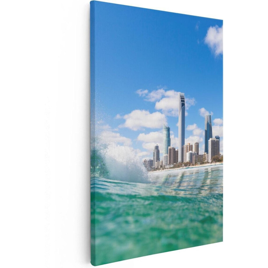 Artaza Canvas Schilderij Golf aan de Gold Coast  - 80x120 - Groot - Foto Op Canvas - Canvas Print afbeelding 1