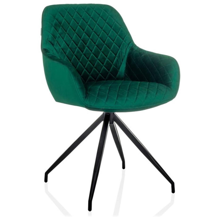 Eetkamerstoel / kuipstoel ELVERUM velours groen hjh LIVING Eetkamerstoel / kuipstoel ELVERUM velours groen hjh LIVING afbeelding 1