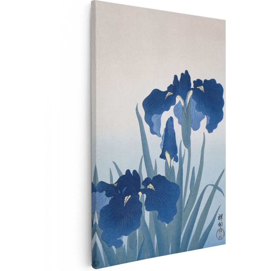 Artaza Canvas Schilderij Irissen - Ohara Koson - 60x90 - Kunst - Canvas Print - Muurdecoratie afbeelding 1