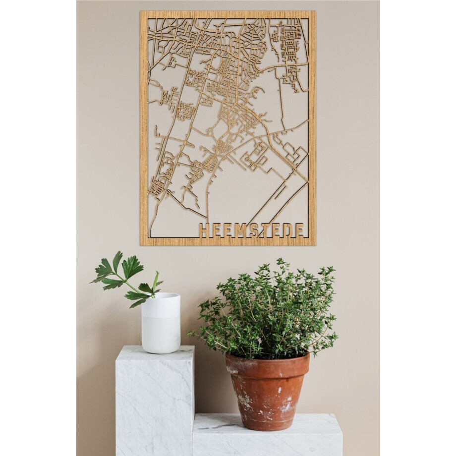 Houten Stadskaart Heemstede Eikenhout 100x75cm Wanddecoratie Voor Aan De Muur City Shapes afbeelding 1