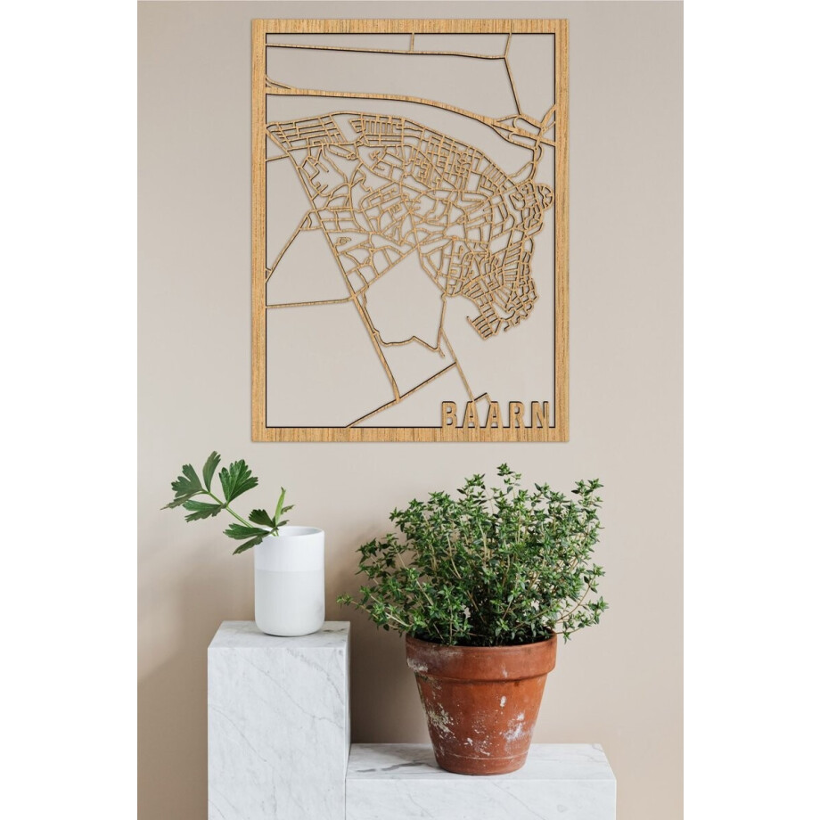 Houten Stadskaart Baarn Eikenhout 30x40cm Wanddecoratie Voor Aan De Muur City Shapes afbeelding 1