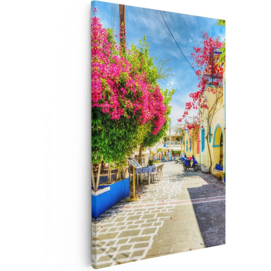 Artaza Canvas Schilderij Kleurrijke Straat op het Eiland Kos, Griekenland - 20x30 cm - Klein - Wanddecoratie Woonkamer - Schilderijen - Muurdecoratie Artaza Canvas Schilderij Kleurrijke Straat op het Eiland Kos, Griekenland - 20x30 cm - Klein - Wanddecoratie Woonkamer - Schilderijen - Muurdecoratie afbeelding 1