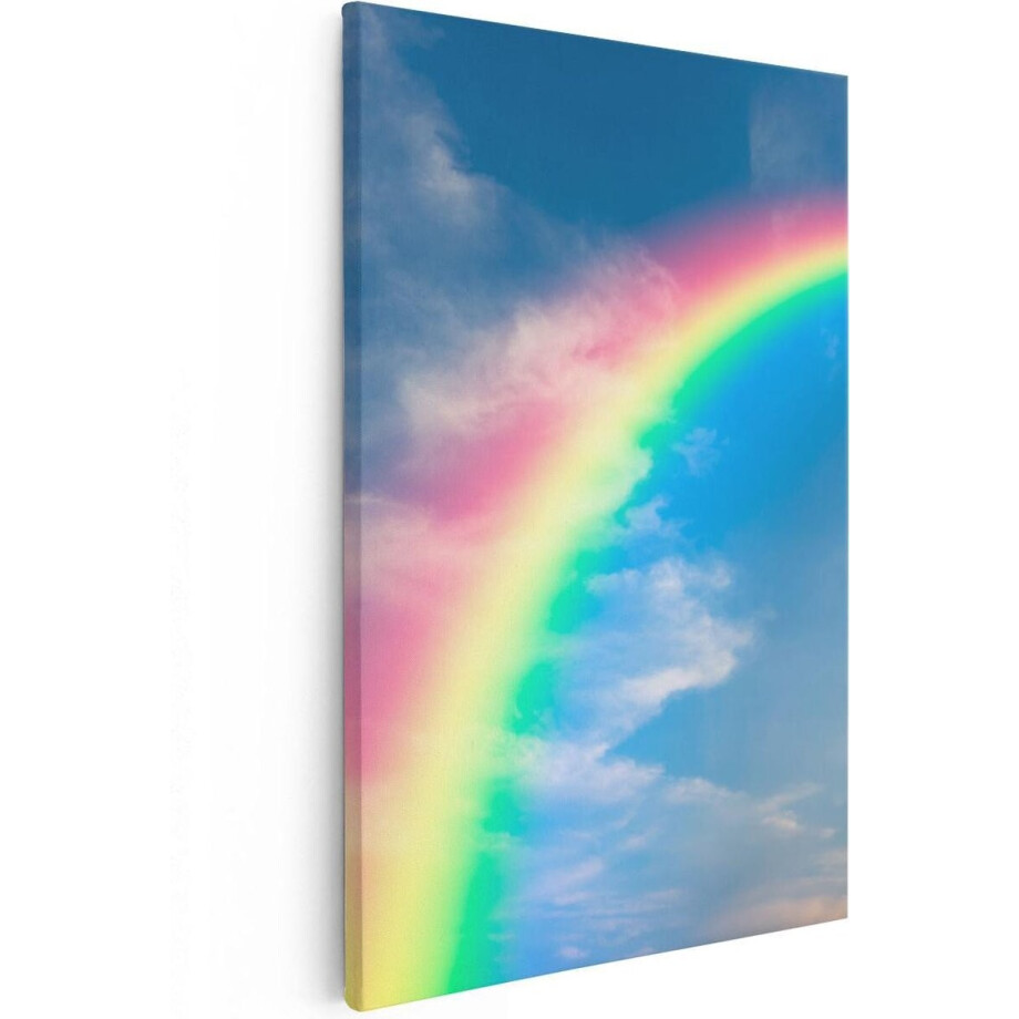 Artaza Canvas Schilderij Regenboog - 20x30 cm - Klein - Wanddecoratie Wolken - Muurdecoratie Natuur - Kamer Accessoires afbeelding 1