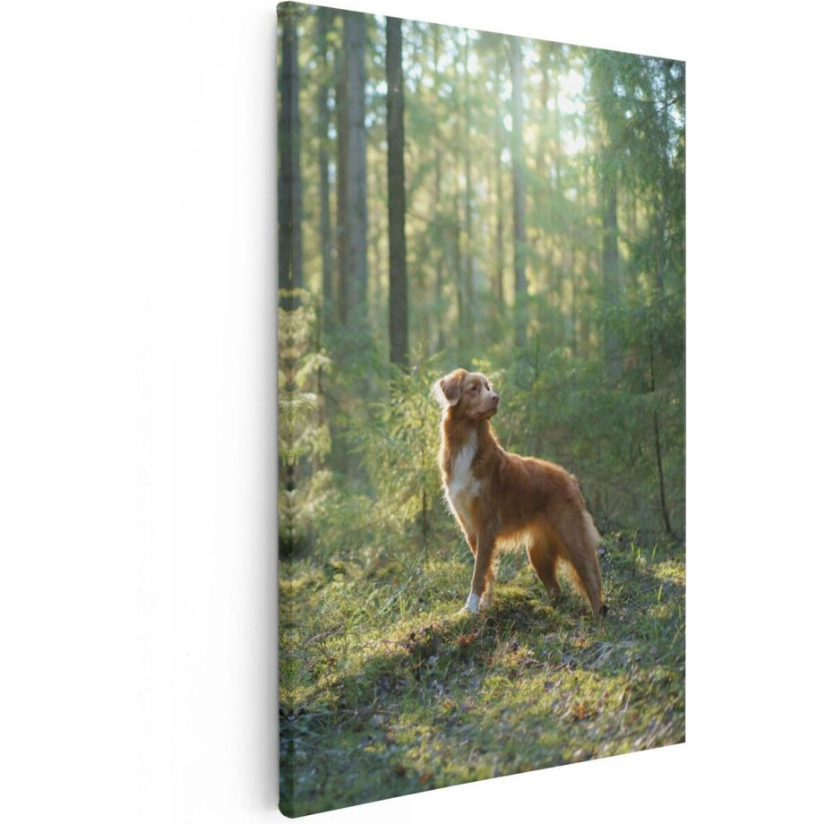 Artaza Canvas Schilderij Hond - 60x90 cm - Wanddecoratie Bos - Muurdecoratie Dieren - Schilderijen Op Canvas afbeelding 1