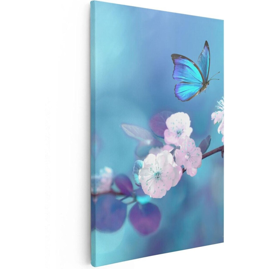 Artaza Canvas Schilderij Blauwe Vlinder Bij Een Roze Bloem - 80x120 - Groot - Foto Op Canvas - Canvas Print Artaza Canvas Schilderij Blauwe Vlinder Bij Een Roze Bloem - 80x120 - Groot - Foto Op Canvas - Canvas Print afbeelding 1