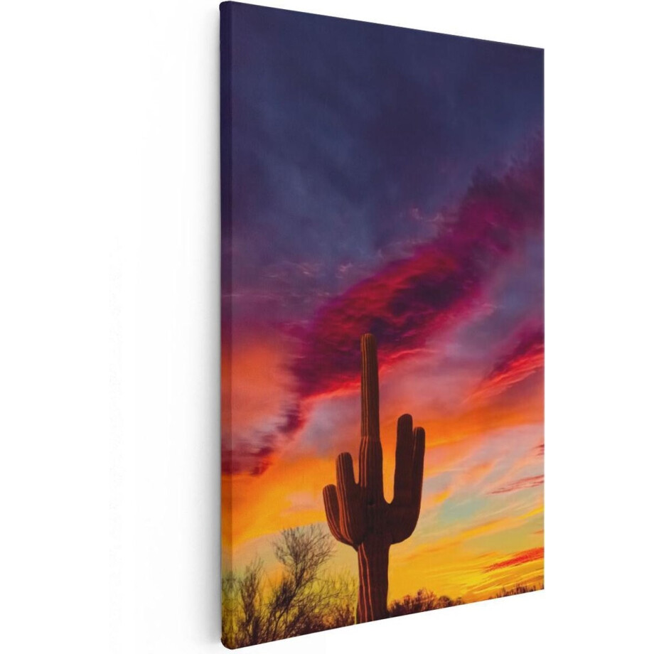Artaza Canvas Schilderij Cactus bij Oranje Zonsondergang - 20x30 - Klein - Foto Op Canvas - Canvas Print Artaza Canvas Schilderij Cactus bij Oranje Zonsondergang - 20x30 - Klein - Foto Op Canvas - Canvas Print afbeelding 1