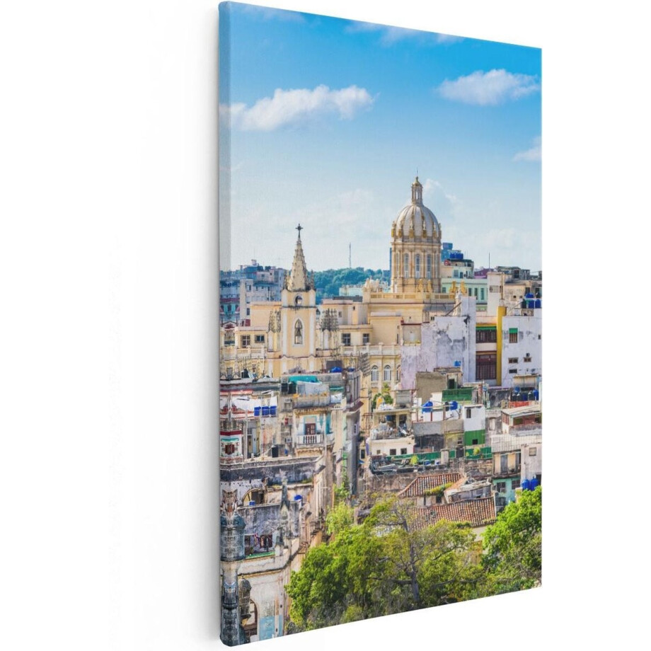 Artaza Canvas Schilderij Havana - 80x120 cm - Groot - Wanddecoratie Skyline - Muurdecoratie Stad - Schilderijen Op Canvas Cuba afbeelding 1