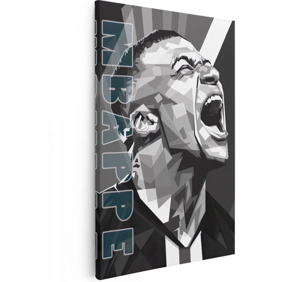 Artaza Canvas Schilderij Mbappe - 40x60 cm - Wanddecoratie Voetbal - Muurdecoratie Pop Art - Schilderijen Op Canvas afbeelding 1