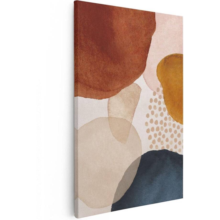 Artaza Canvas Schilderij Abstract - 60x90 cm - Wanddecoratie Woonkamer - Muurdecoratie Organische Vormen - Schilderijen Op Canvas Beige afbeelding 1