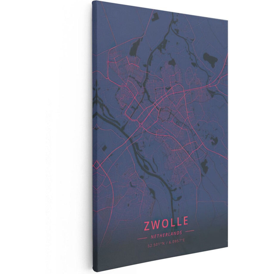 Artaza Canvas Schilderij Stadskaart Zwolle - 60x90 cm - Wanddecoratie Wereldkaart - Muurdecoratie Nederland - Schilderijen Op Canvas Artaza Canvas Schilderij Stadskaart Zwolle - 60x90 cm - Wanddecoratie Wereldkaart - Muurdecoratie Nederland - Schilderijen Op Canvas afbeelding 1